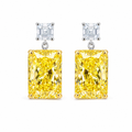 Imported High Carbon Diamond Yellow Diamond Earrings S925 Sterling