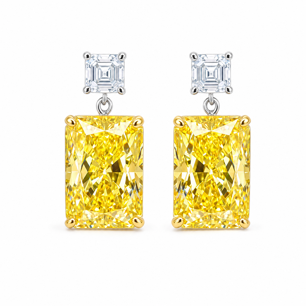 Imported High Carbon Diamond Yellow Diamond Earrings S925 Sterling