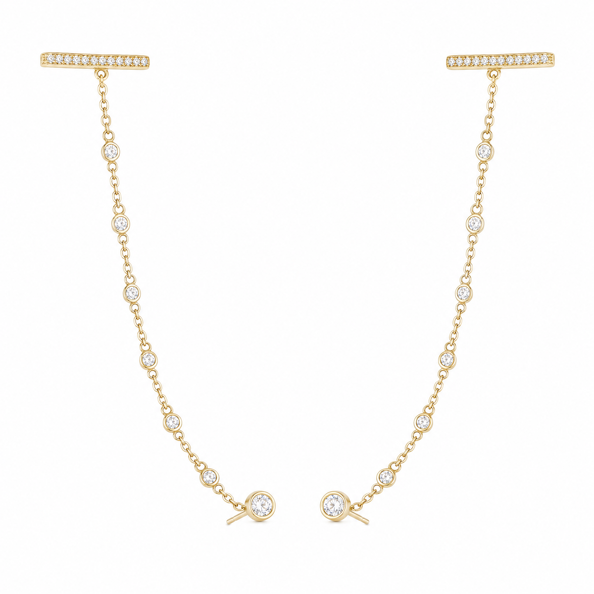 S925 Sterling Silver Earrings Fashion Gold-plated Long Earrings