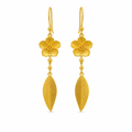 Gold Plated Tassel Flower Asymmetric Leaf Earrings Luxury Wedding Jewelry