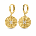 Fashion Star Medal 14K Gold Plated Earrings