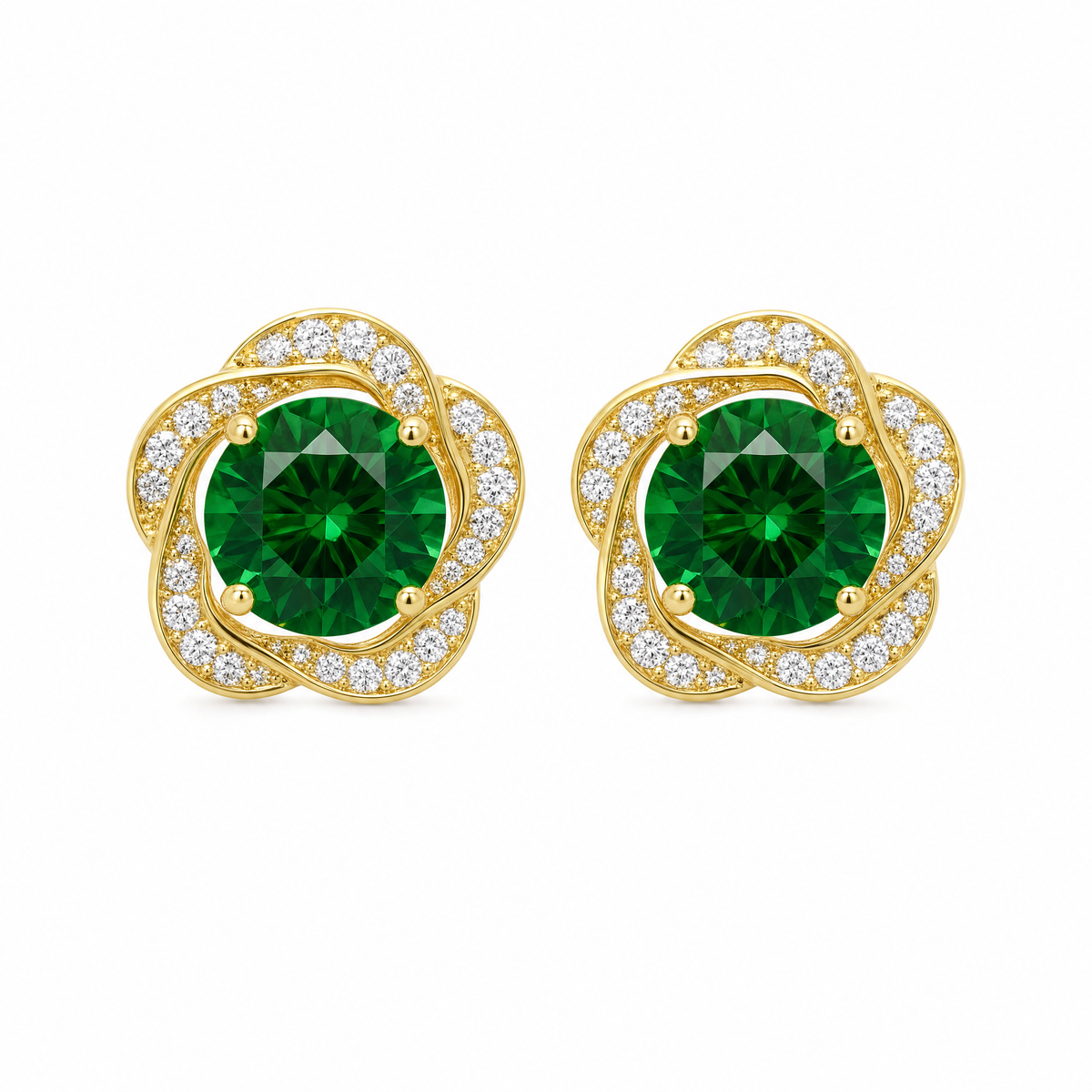 Green Zircon Earrings 14k Real Gold Earrings