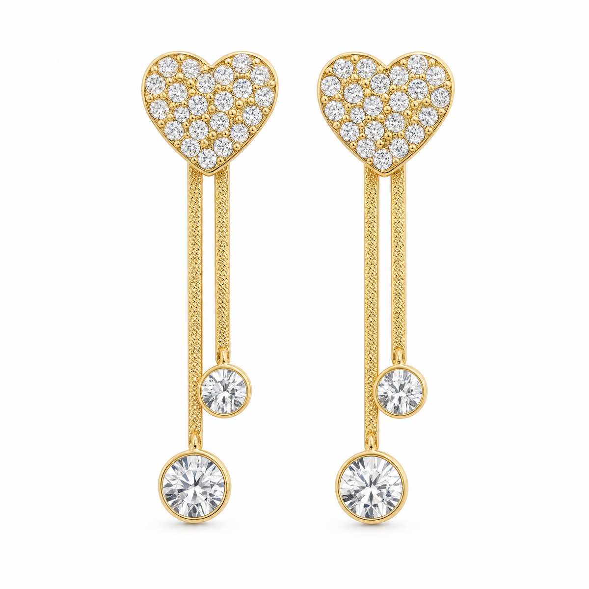 Simple Forest Gold Earrings With Diamonds