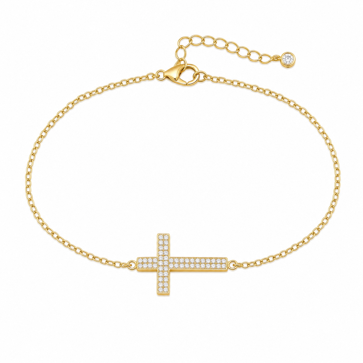 14K Gold Mini Cross Bracelet Fashionable Style