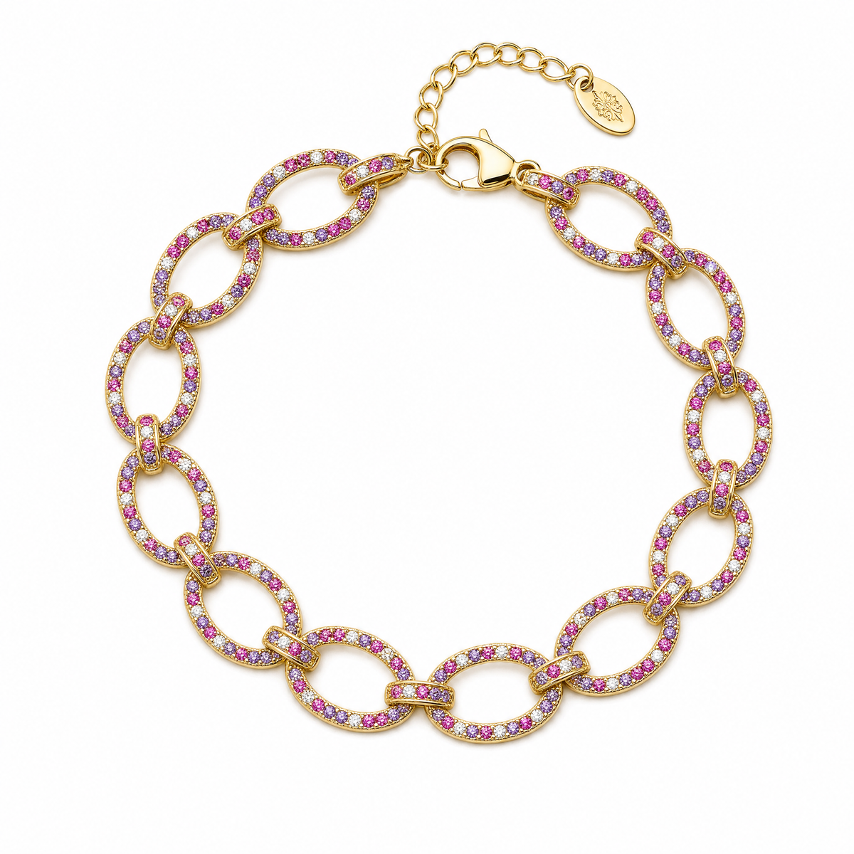 Sterling Silver Rainbow Diamond Gold Vintage Delicate Bracelet