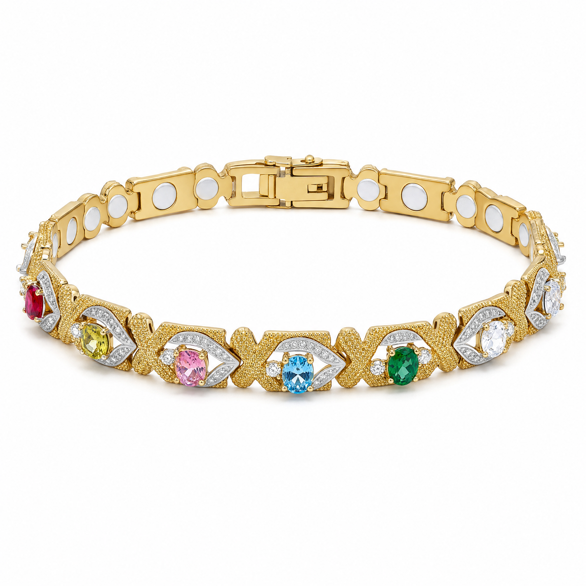 Ladies' Interlocking Gold And Diamond Magnet Bracelet