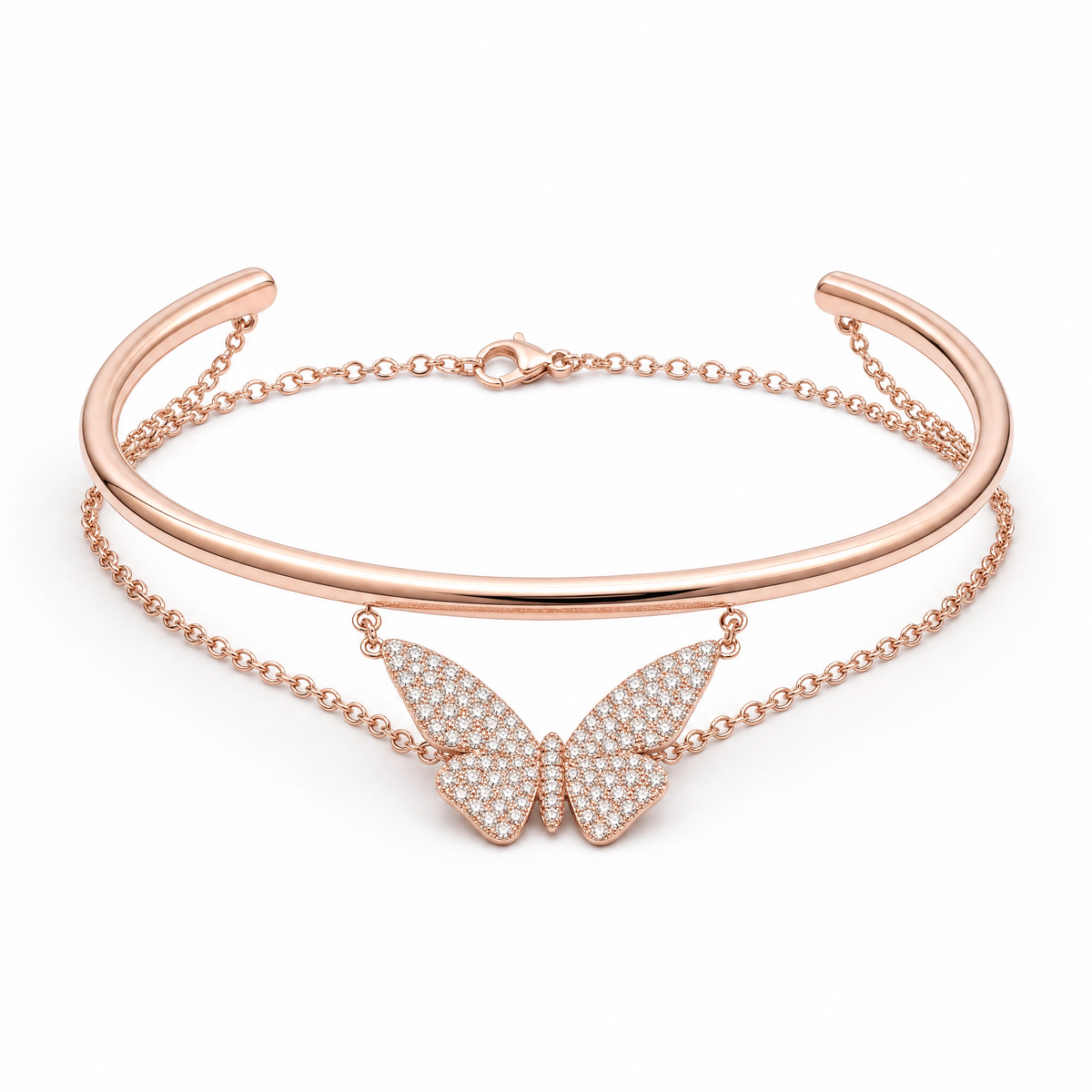 Ladies Copper Plated Rose Gold Diamond Bracelet