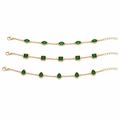 S925 Silver 14K Gold Zircon Emerald Bracelet Luxury Jewelry