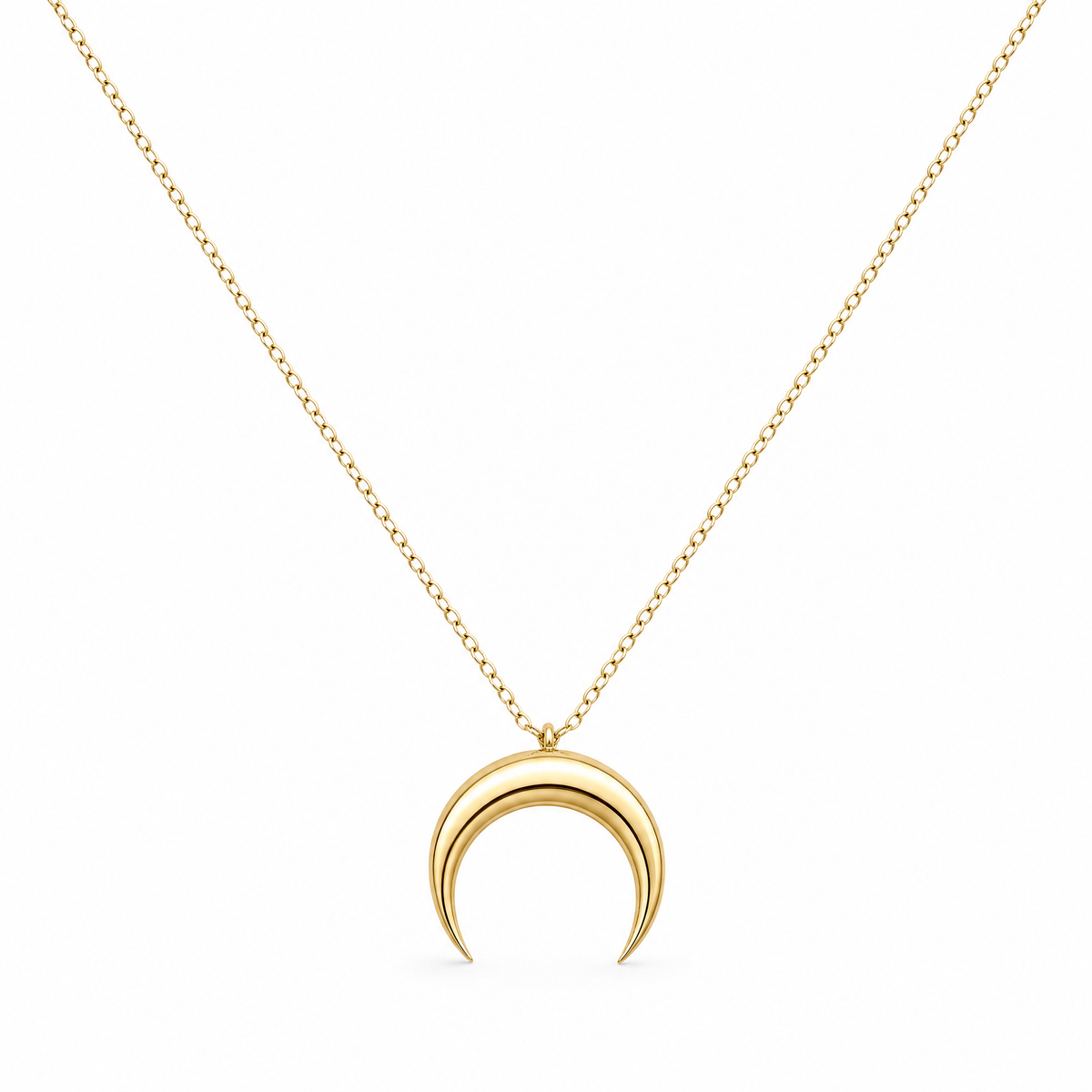 14K Gold Plated Sterling Silver Necklace Light Plate Little Moon