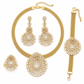 Dramatic Fan-shaped Flower Gold Pendant With Diamonds