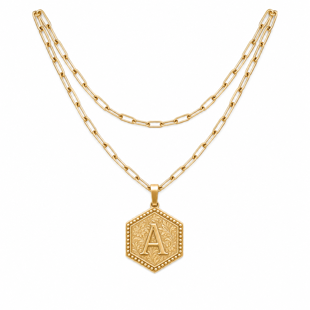 14K Gold Double Layer Necklace Letter Stainless Steel Jewelry Necklace