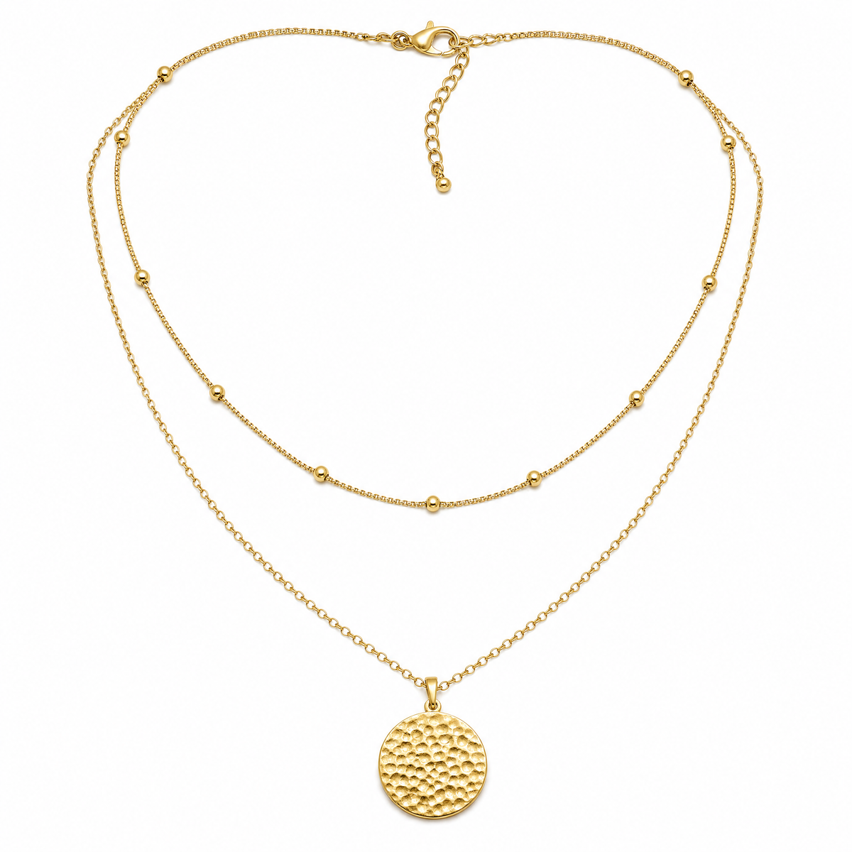 Gold Layered Choker Necklac 14K Gold Bar Coin Pendant Jewelr