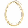 Fashion Twin Stainless Steel Neckband Necklace 14K Gold Plated