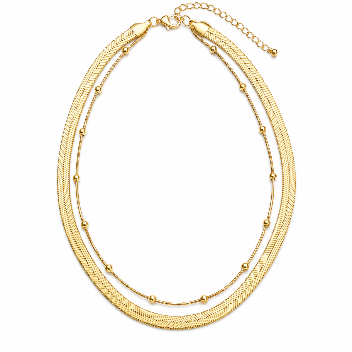 Fashion Twin Stainless Steel Neckband Necklace 14K Gold Plated