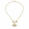 Full Diamond 14K Sparkling Planet Pin Short Necklace