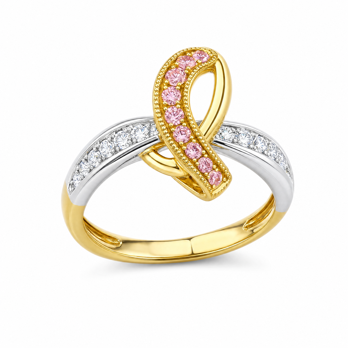 18K Gold Ribbon Diamond Engagement Ring