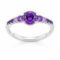 CiNily Violet Finger Ring Silver Plated Purple Lilac Cute Luxury