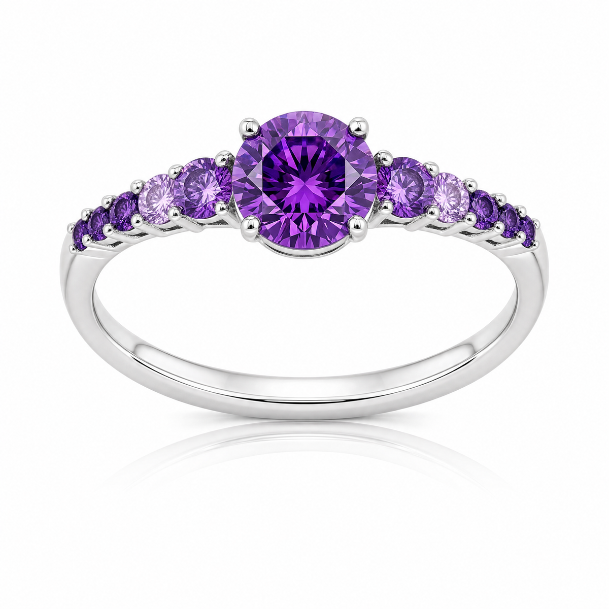 CiNily Violet Finger Ring Silver Plated Purple Lilac Cute Luxury