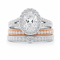 Genuine 925 Silver Ring Set Oval Sapphire 14K Rose Gold Jewelry Anniv
