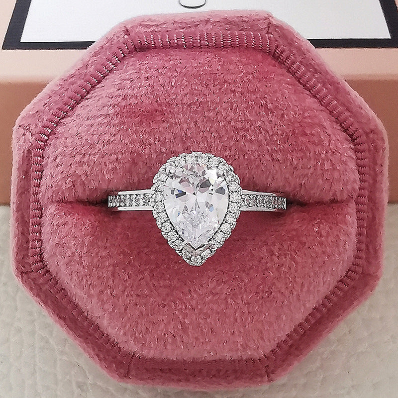 Fashion Luxury Multicolor CZ Wedding Rings Women T Shape Party Gift
