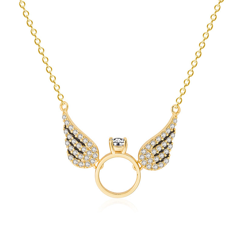 14k Gold Wing Necklace Female Clavicle Chain
