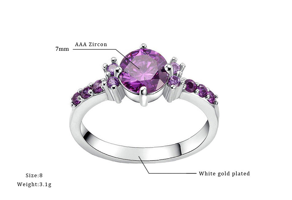 CiNily Violet Finger Ring Silver Plated Purple Lilac Cute Luxury