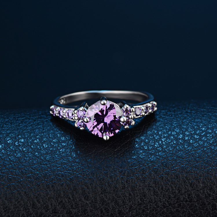 CiNily Violet Finger Ring Silver Plated Purple Lilac Cute Luxury