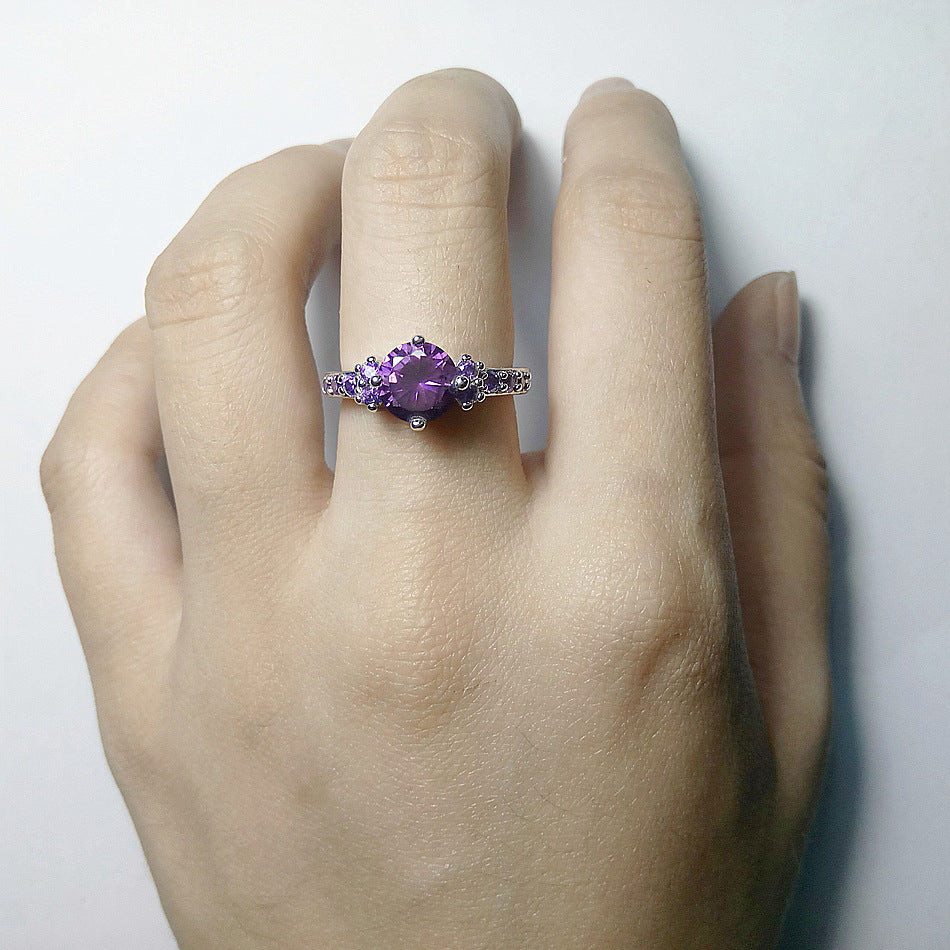 CiNily Violet Finger Ring Silver Plated Purple Lilac Cute Luxury