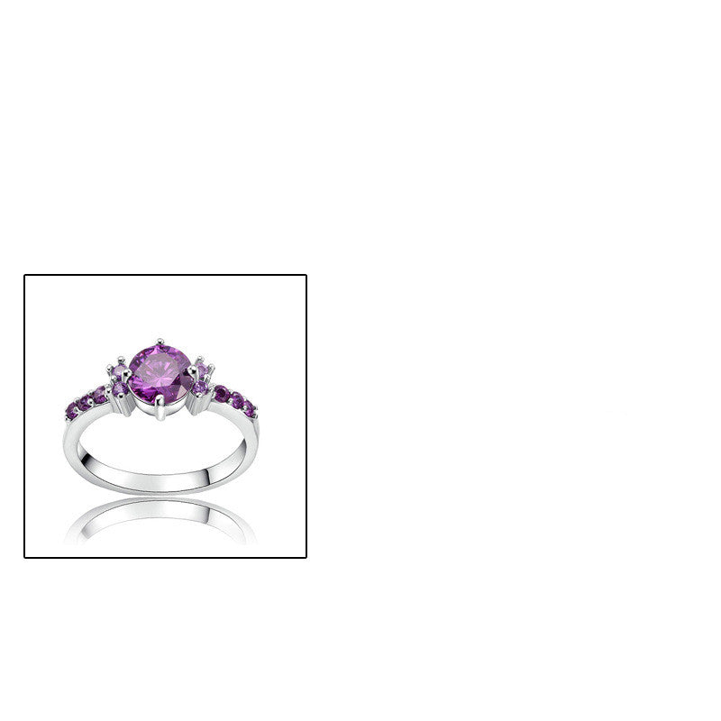 CiNily Violet Finger Ring Silver Plated Purple Lilac Cute Luxury