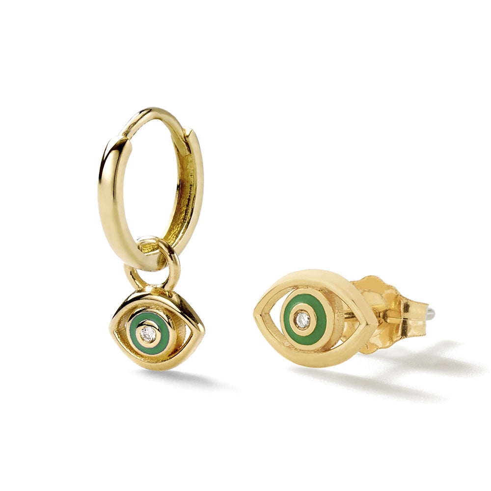 Diamond Devil Eye Stud Earrings Luxury Fashion Jewelry For Women
