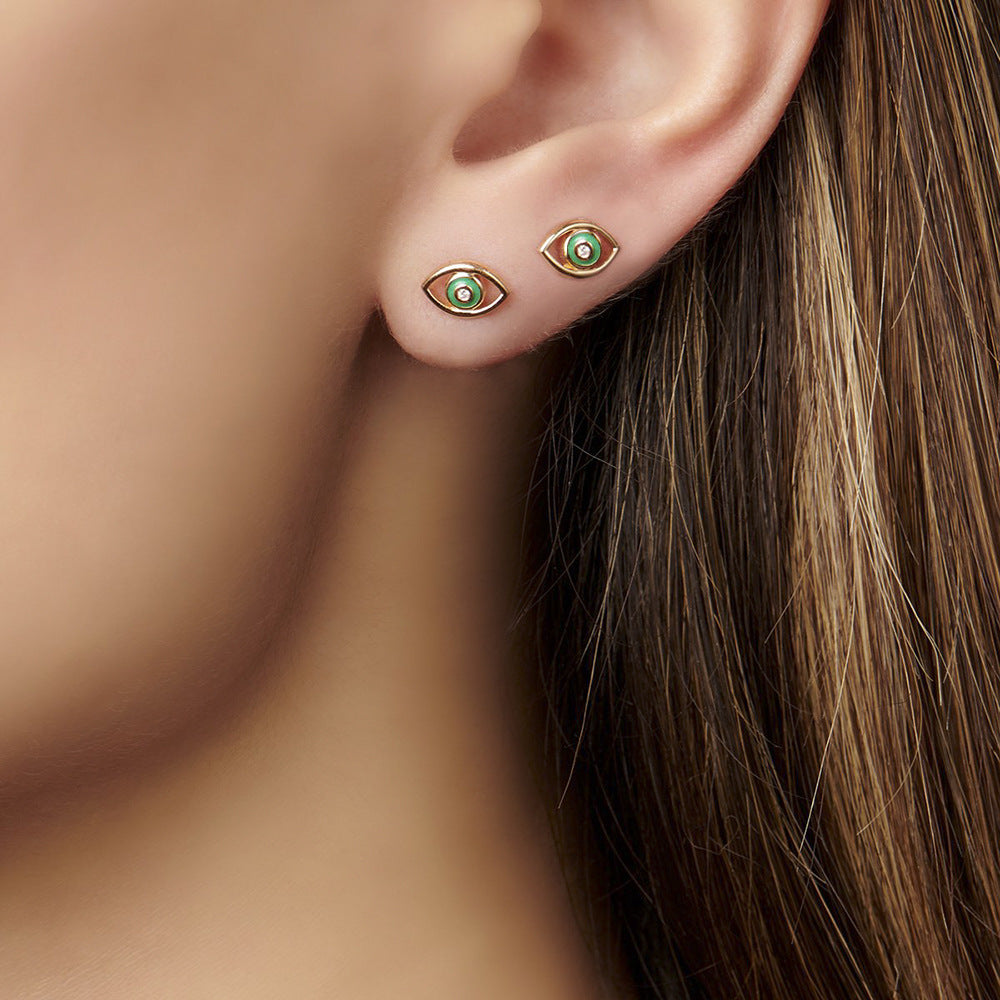 Diamond Devil Eye Stud Earrings Luxury Fashion Jewelry For Women