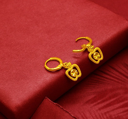 Gold Plated Tassel Flower Asymmetric Leaf Earrings Luxury Wedding Jewelry