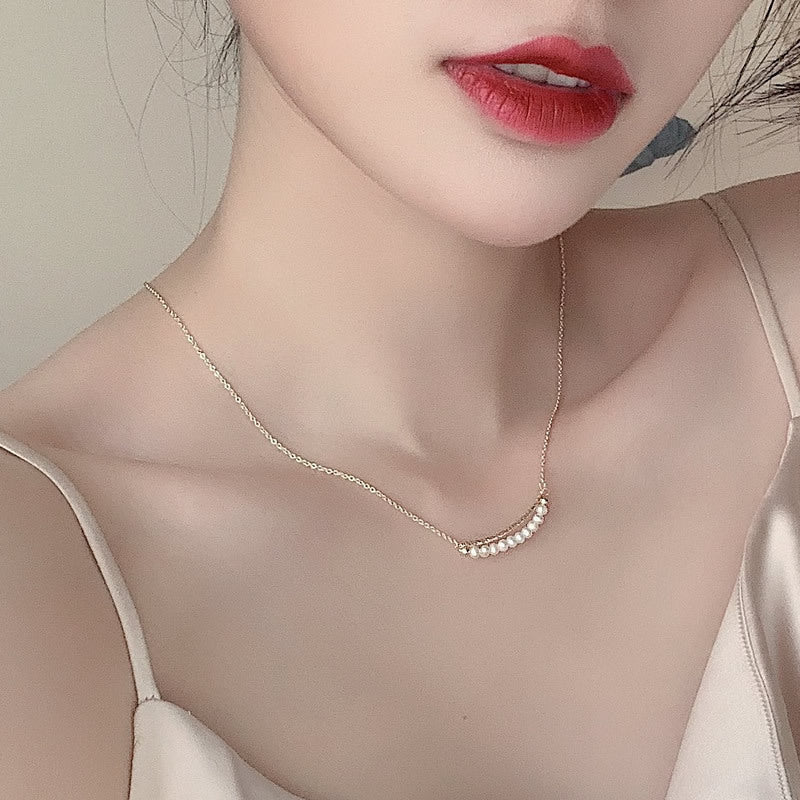 14K Gold Plated Baroque Pearl Necklace Clavicle Chain Tide Jewelry