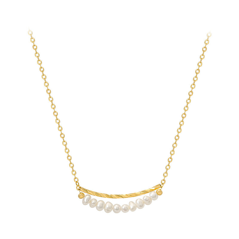 14K Gold Plated Baroque Pearl Necklace Clavicle Chain Tide Jewelry