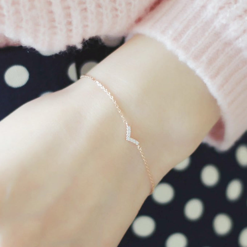 S925 Silver 14K Gold Bracelet V Shape Minimal Luxury Hand Jewelry