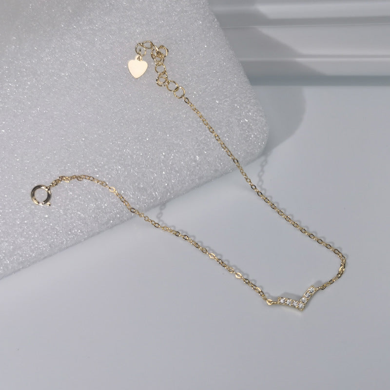 S925 Silver 14K Gold Bracelet V Shape Minimal Luxury Hand Jewelry