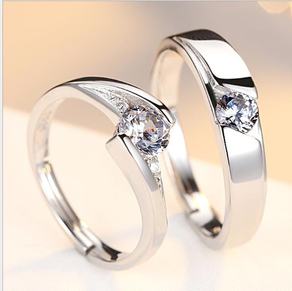 925 Silver Simulation Diamond Couple Rings Men Women Wedding Jewelry