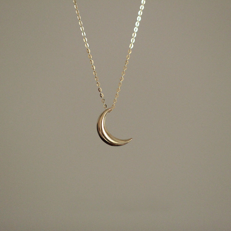 14K Gold Plated Sterling Silver Necklace Light Plate Little Moon