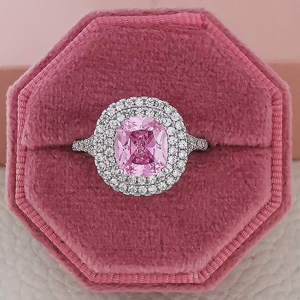 Fashion Luxury Multicolor CZ Wedding Rings Women T Shape Party Gift