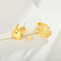925 Silver Stud Earrings 14K Gold Ginkgo Biloba Design