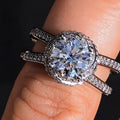 925 Silver Luxury Bold Wedding Ring Set Bridal Engagement Jewelry