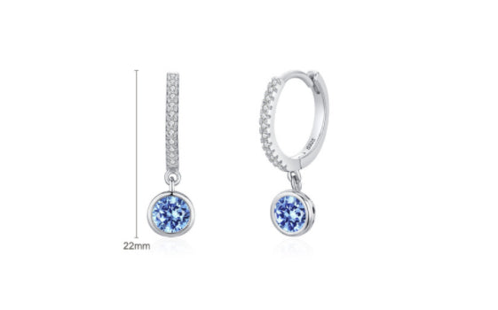 Sterling Silver Blue Artificial Diamond Earrings