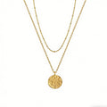 Gold Layered Choker Necklac 14K Gold Bar Coin Pendant Jewelr
