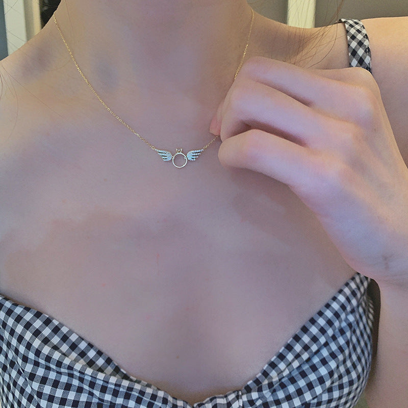 14k Gold Wing Necklace Female Clavicle Chain