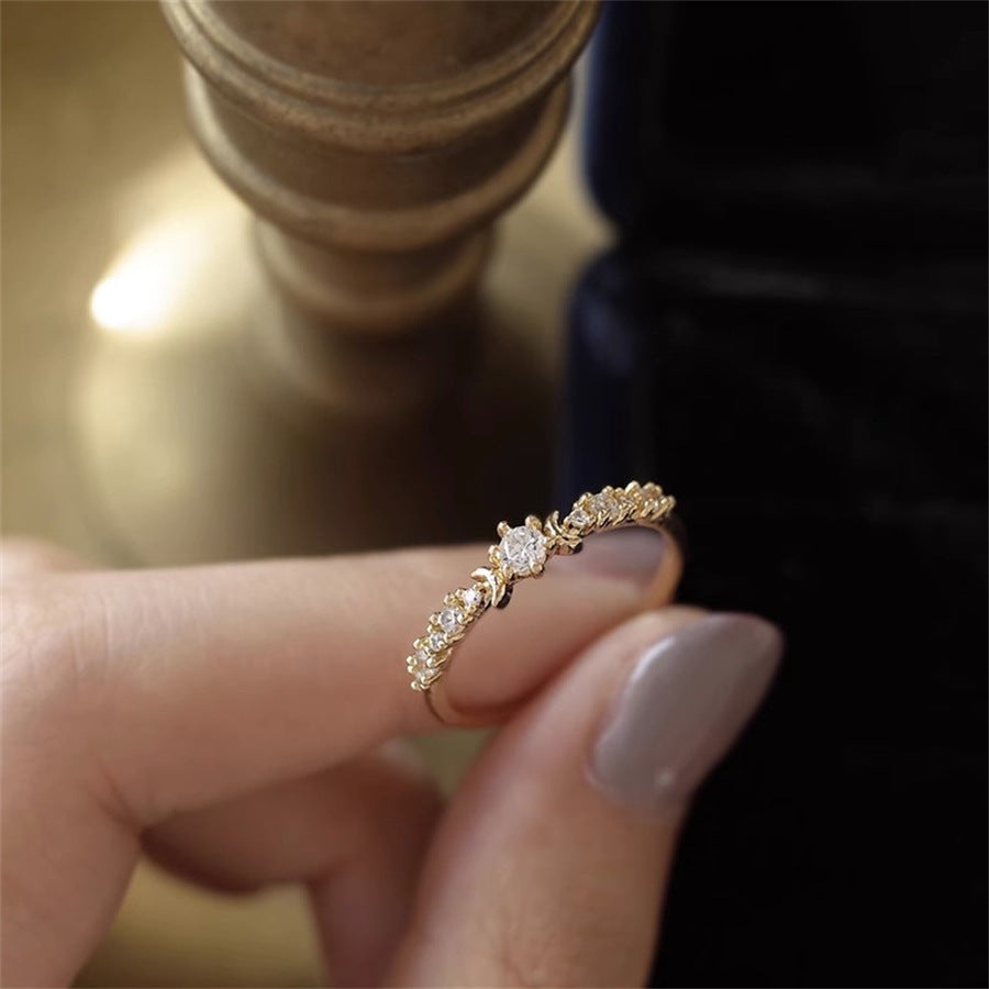 Luxury Cold Tone Index Ring Natural Gem Zircon Adjustable Coupless