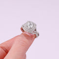 1ct Moissanite Double Ring Set Luxury S925 Silver Plated Platinum.