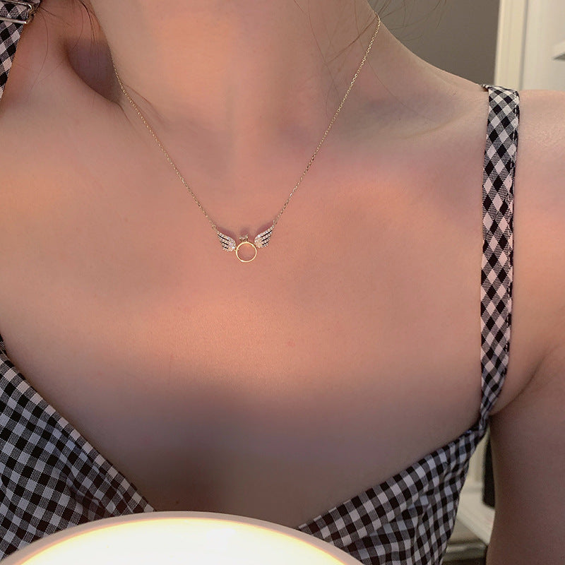 14k Gold Wing Necklace Female Clavicle Chain