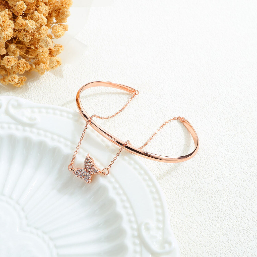 Ladies Copper Plated Rose Gold Diamond Bracelet