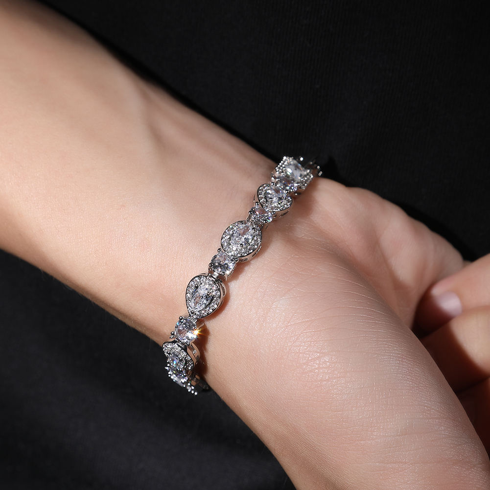Geometric Gold-plated Bracelet With Colored Diamonds