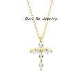S925 Sterling Silver 14K Gold-Plated Cross Necklace With Diamonds